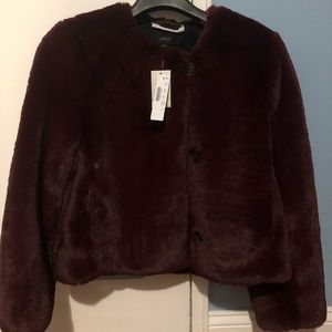 J crew faux fur crop coat
